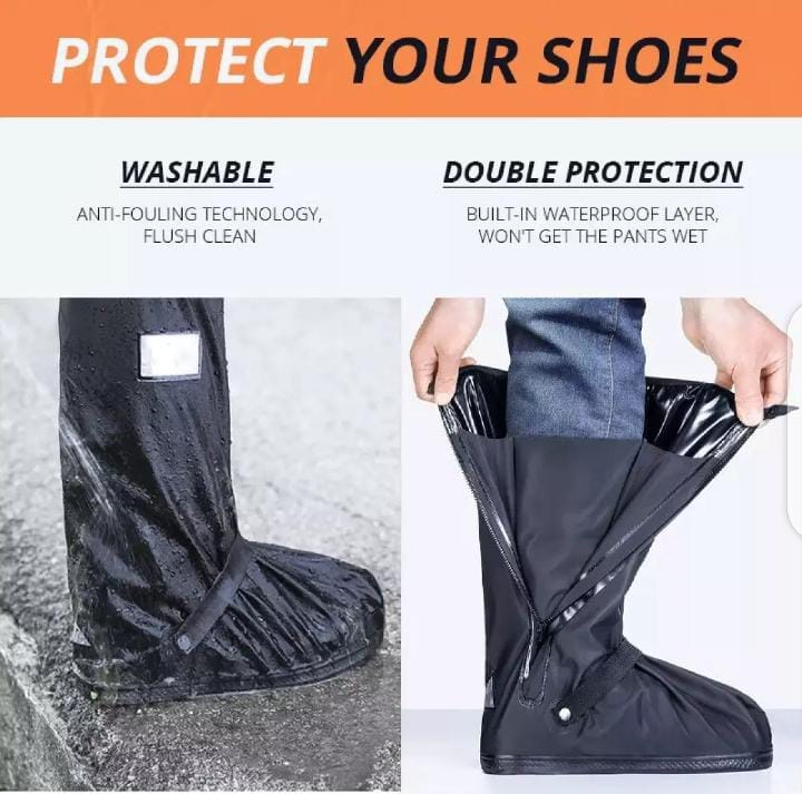 Rain + Dirt Protection Shoe Cover for Reusable & Foldable Long Boot Covers, Overshoes Wear for Travelling, Motorcycle, Cycling, Riding For Both Men and Women - Eastern Mall