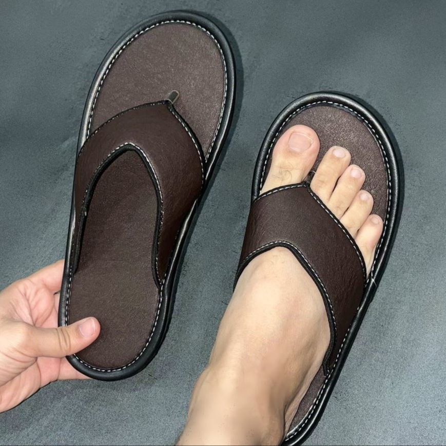 BB:Leather Household Slippers, Home Indoor Thick Bottom Non-slip Soft Slippers For Women, Suitable for Most Adults