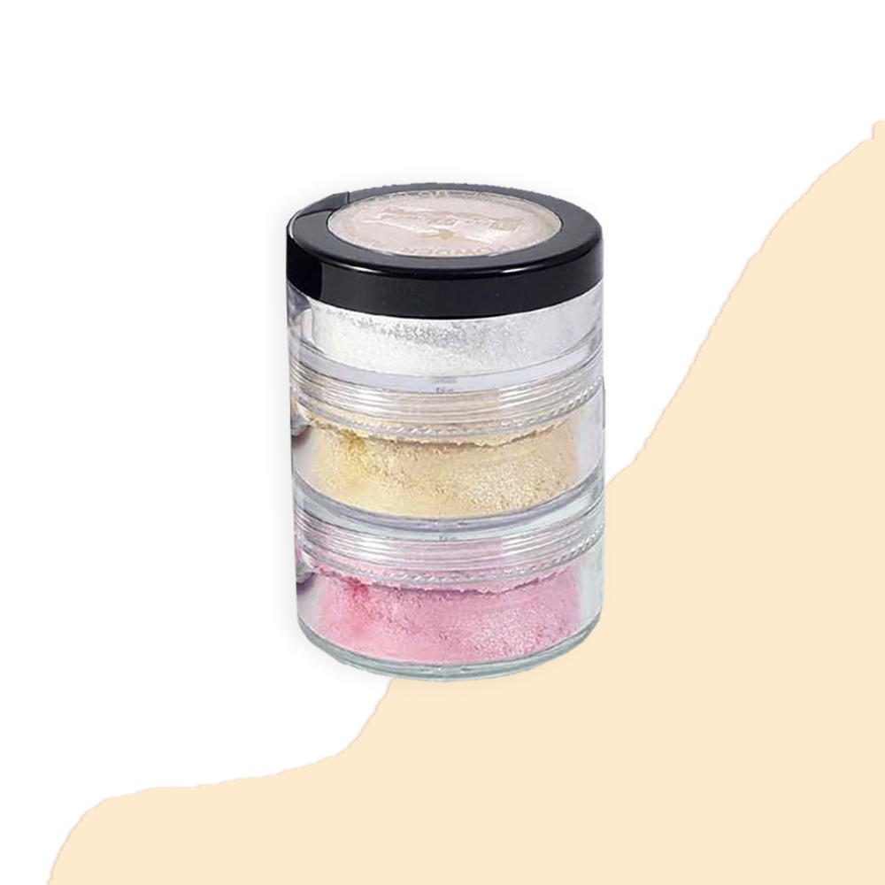 Body Loose Pigment Shimmer Powder Set Trendy 3 Color - Beige Silver Pink Colour Pure Mineral Shimmer Finish Face Shiner Matte Make up Palette Kit Cosmetic Professional Makeup Fixing Highlighter