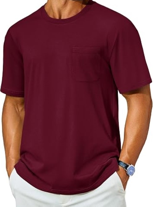 Maroon Half Sleeve Plus Size Pocket Tshirt 3XL 4XL 5XL 6XL