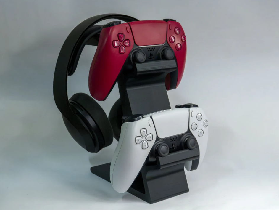 2-in-1 PS5 Controller & Headphone Stand | Dual Controller Holder | Gaming Headset Stand | Desk Organizer | 3D Printed Gaming Accessory