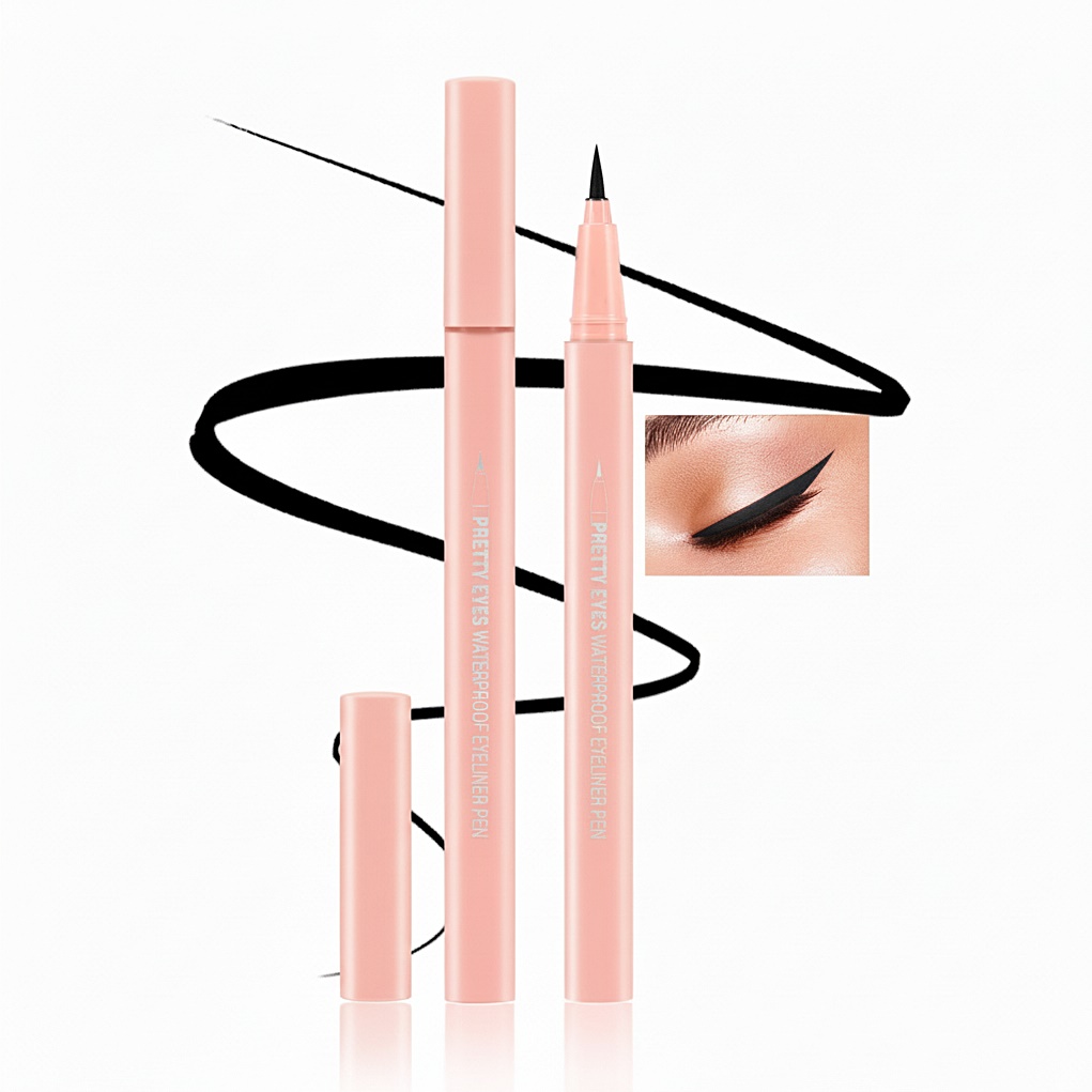 Waterproof Matte Black Eyeliner Pen - Long Lasting Smudge-Proof Eye Liner - Ultra Fine Precision Tip for Perfect Winged Look - 24h Wear