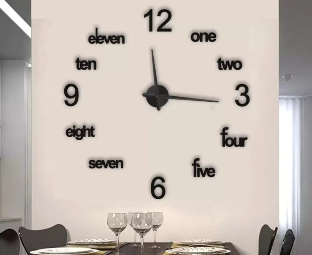 24 Inch Wooden Wall Clock, Modern 3D Acrylic Design for Living Room, Office, and Home Décor