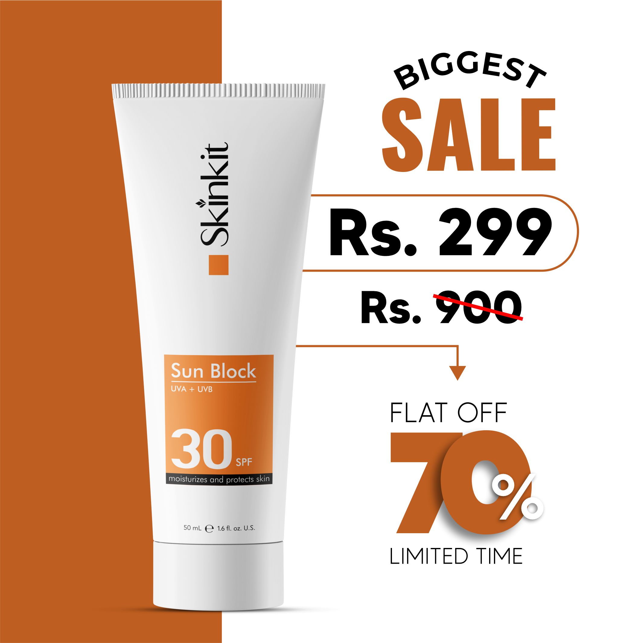 Skinkit SPF 30 Sunscreen for Face & Neck | Broad Spectrum UVA/UVB Protection | Brightening & Hydrating Sunblock Cream with Niacinamide & Alpha Arbutin | Lightweight, Non-Greasy Daily Sun Protection for Men & Women