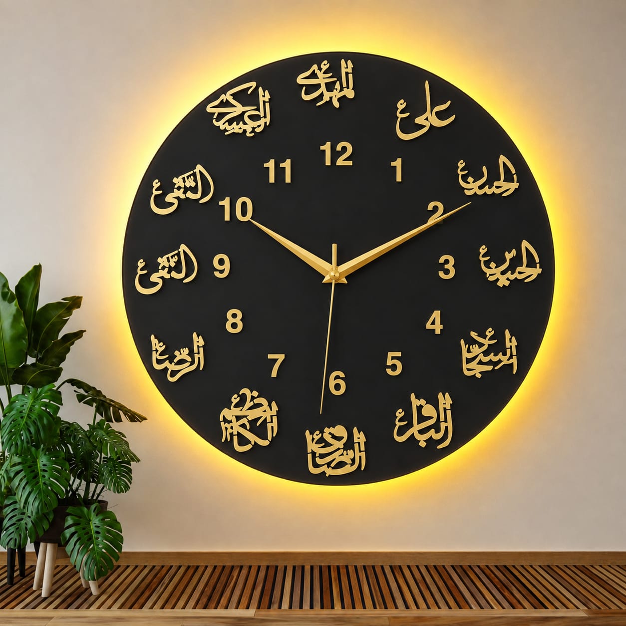 Bismilah Clock, And Butterfly Shelf,Wooden Wall Clock-3D Watch DIY Design Decoration Birds Numeral Quartz For Home Décor Living Room And Offices And For Gifts