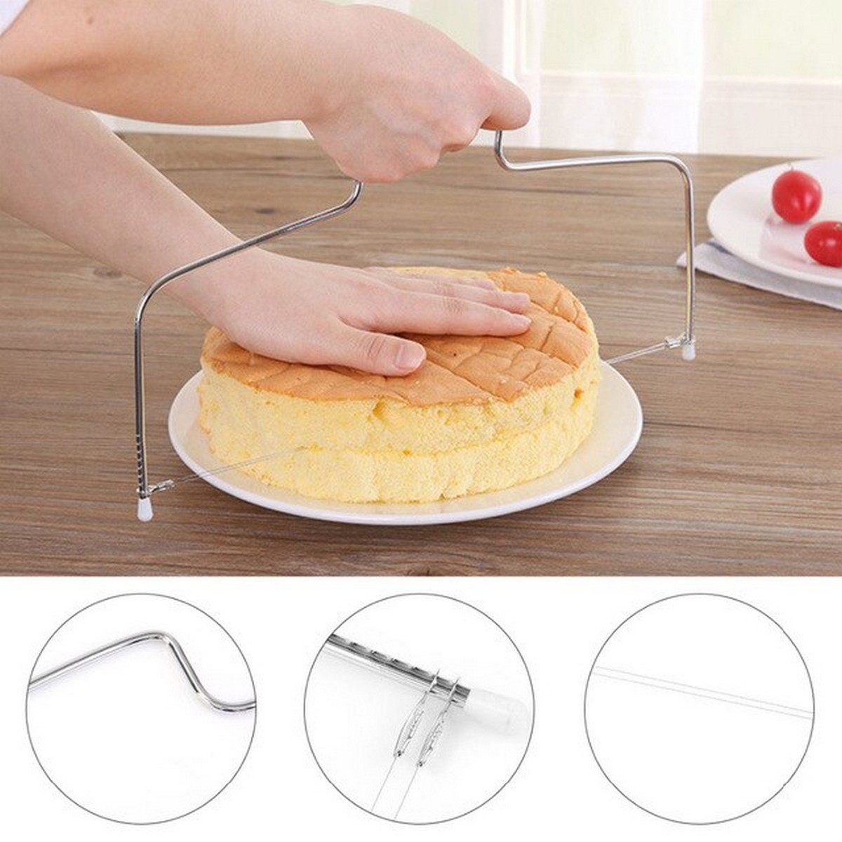 Adjustable Wire Cake Leveler Foldable Bread Pizza Cutter Slicer Diy