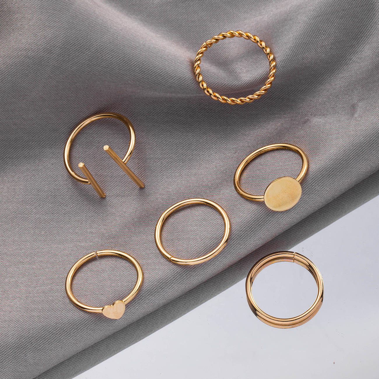 6 Pcs Rings Set for Girls Rose Gold Stylish Simple Mid Finger Ring Best Gift For Girls High  Quality Set of 6 Rings Universal size Korean Style ring set, rings sets