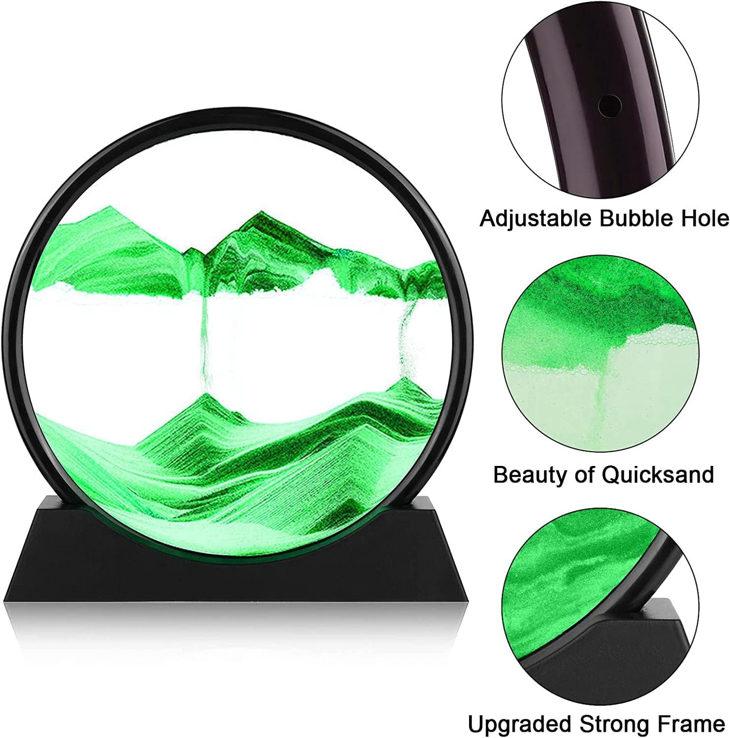 3D Moving Sand Art Picture, Sand Desk Lamp, Flowing Sand Painting Dynamic Night Light, Showpiece - Home Decoration Creative Landscape Liquid Motion Living Room Bedroom Aesthetic Table Lamp, Hourglass Desktop Decor for Home Office Sandscape Display – 7inch