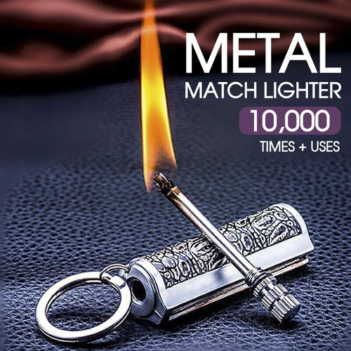 Survival Flint Fire Starter Keychain Lighter – Portable Flint Match Lighter, Windproof & Waterproof for Camping & Hiking – Kerosene Refillable Fire Starter Lighter