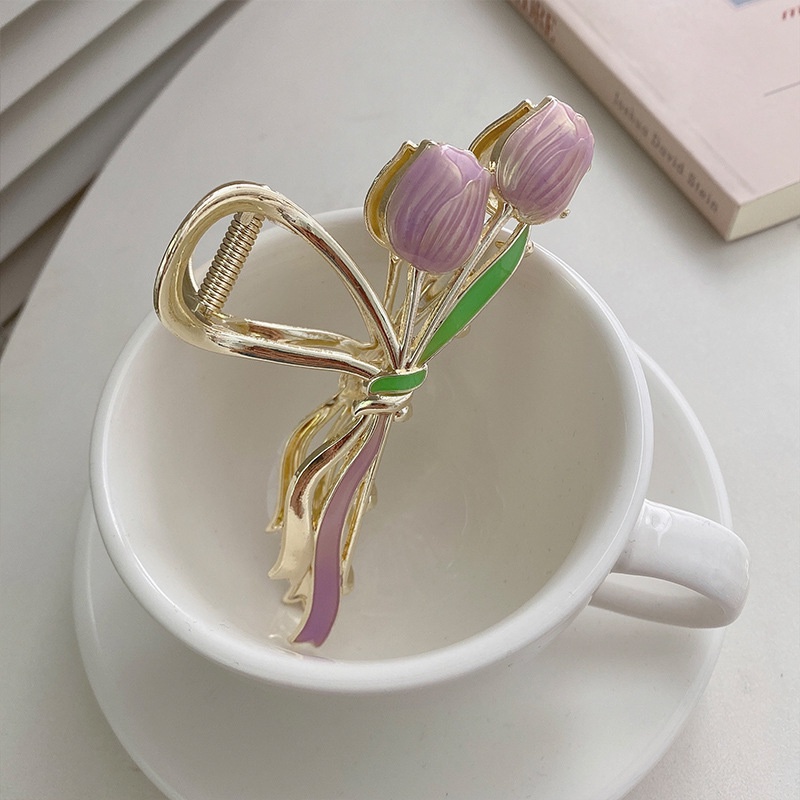 New 2023 Fashion Enamel Lily Flower Hair Clip Accessories for Women Girl Hair Catch Ins Daraz.pk