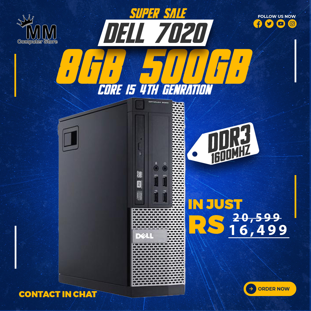 Core i5 4th Gen(4570) Upto 3.6Ghz 4Core Dell OptiPlex 7020 SFF With 8GB\12GB\16GB Ram & 320GB\500GB\1000GB Hard Desktop Computer