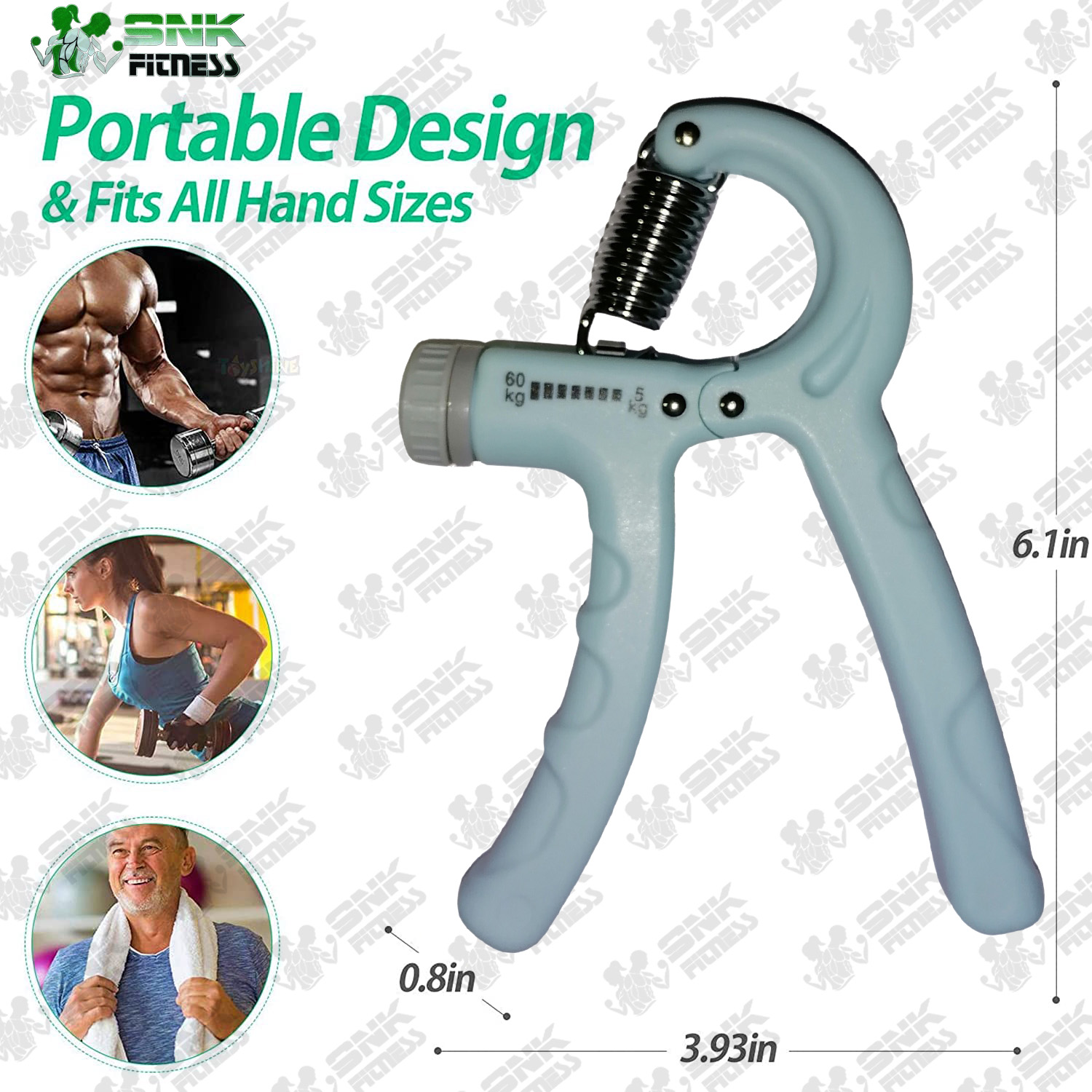 (SNK FITNESS) Adjustable Hand Grip Power Exerciser Forearm Wrist Strengthener Gripper 60-kg