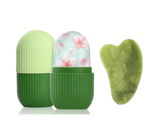 Silicone Ice Roller and Guasha Stone For Facial Face Ice Mold Skin Care, Ice Cube Roller for Shrink Pores Anti Wrinkle Reduce (Random Colour).