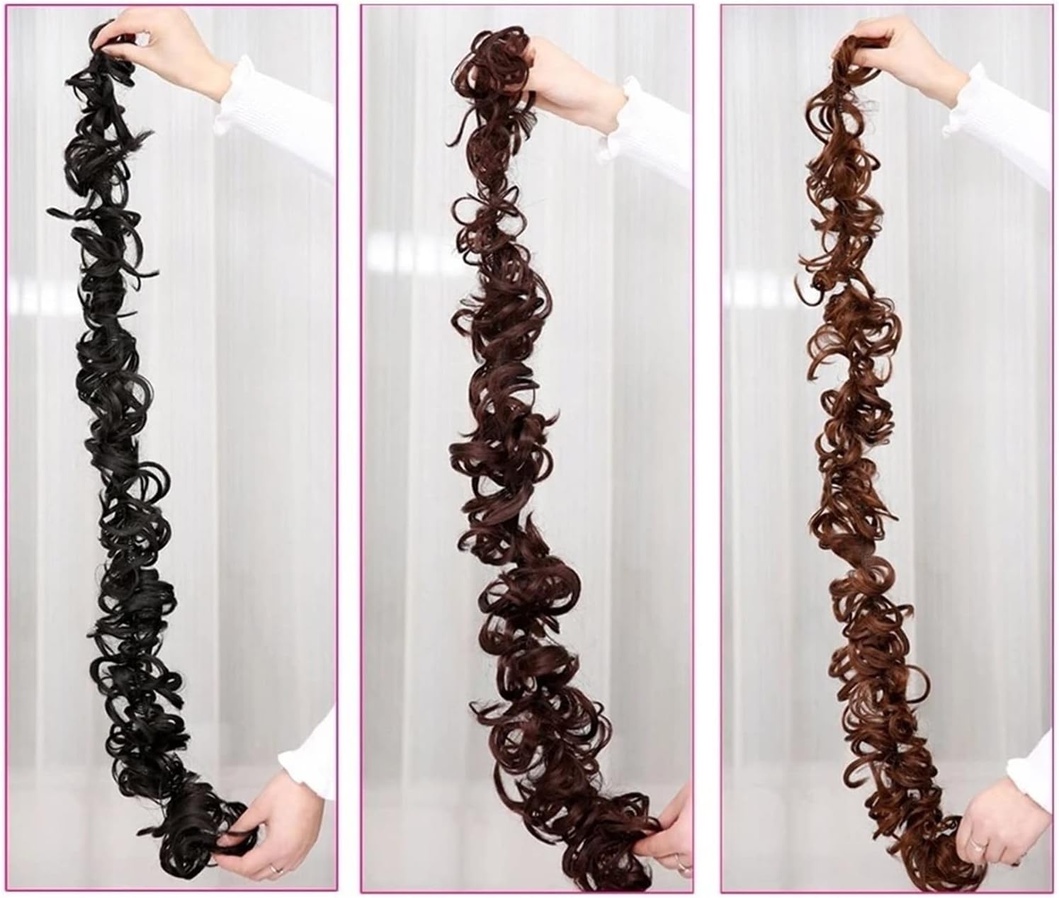 Hair Bun Curly Chignon Hair Extension Headband Hair Style Donut Roller Headband  Elastic Frill Hair Extension - Brown