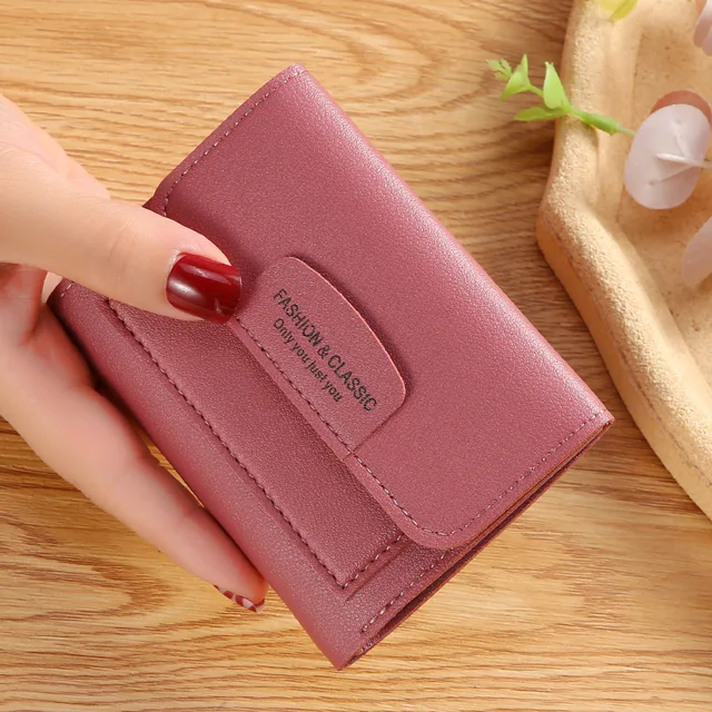 Mini Stylish Wallet for Girls PU Leather Short Card Holder Compact Design