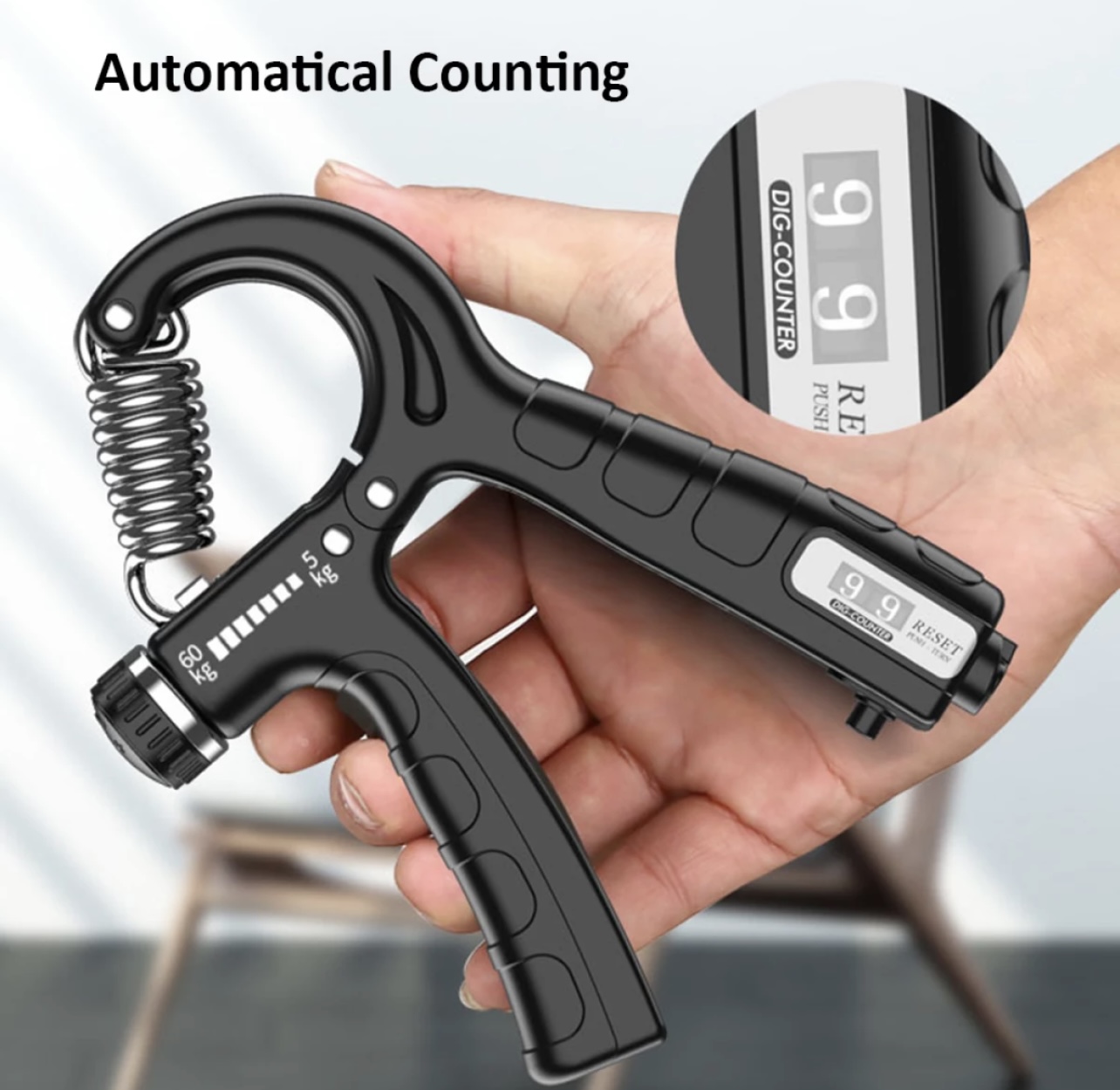 Hand Gripper Adjustable Resistance Automatic Counting NonSlip Hand