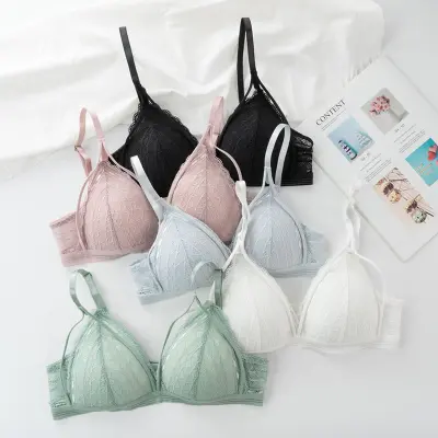 Lace Bra Floral Lace Bralette Push Up Bras For Women Underwear Deep V Bra  Tops Wirefree Brassiere Intimates Female Sexy Lingerie