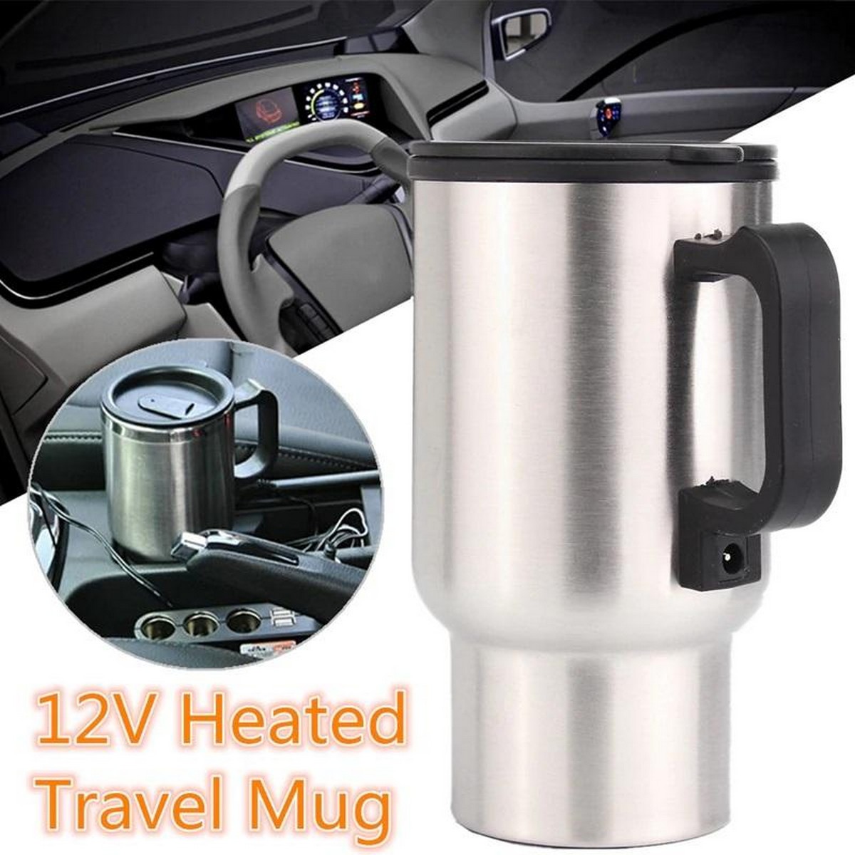 12V Car Charging Electric Kettle Stainless Steel Heated Thermos Travel  Coffee Mug, Silver | Daraz.pk