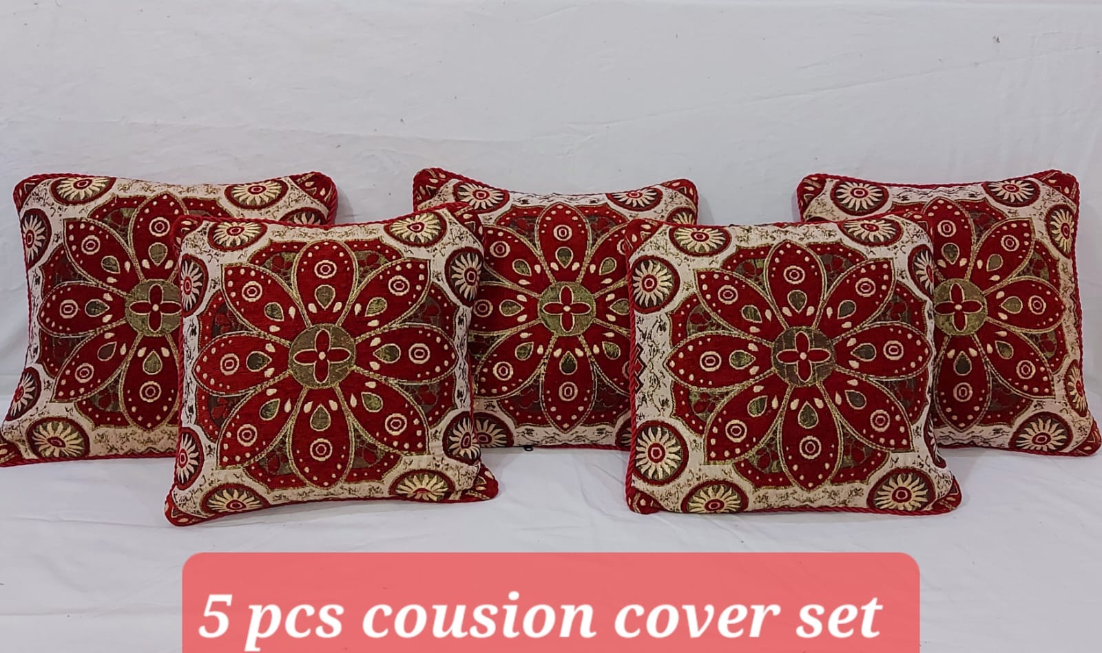 1PC Velvet Jacquard Cushion Cover 15x15 Inches High-Quality Velvet with Zip Closure