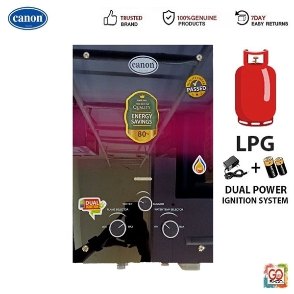 Canon LPG Instant Geyser (Water Heater) CA-604 - 6Ltr Dual Ignition with  Charger