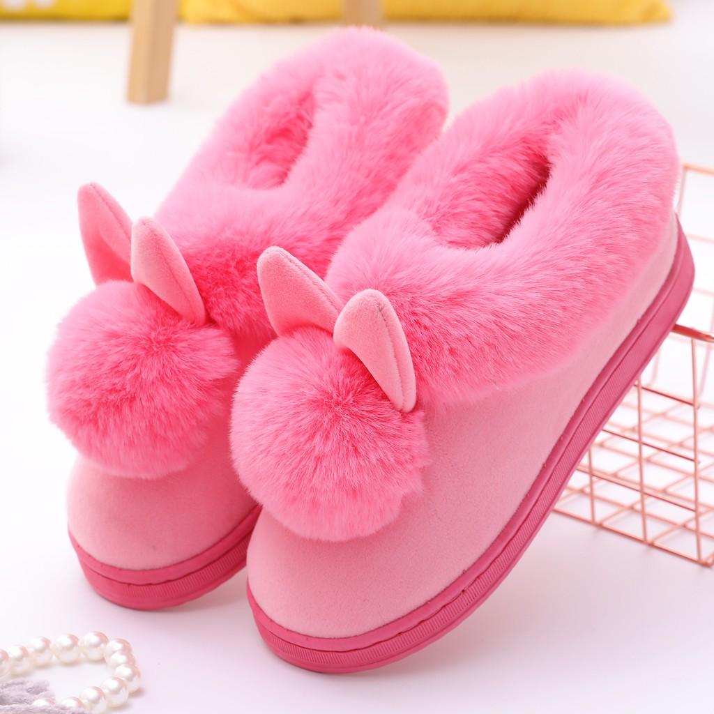 New Korean Fashion Women's Winter Home Furry Rabbit Ears Indoor ...