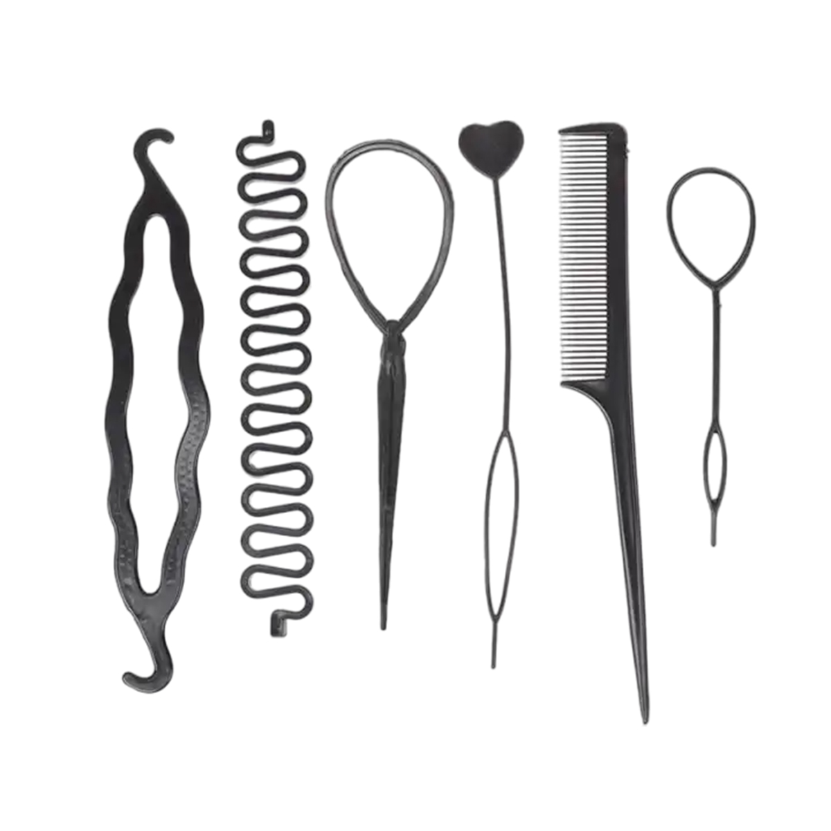 Braids Tools with Zig Zag Pony Tail Makers (Set Of 6 Pcs) Professional Braids Tools Hair Styling Kits For Women Hair Accessories Set Women Girls DIY Hair Styling Set Kit Tools Accessories Pull Hair Needle Dish hair Comb Tools As Picture