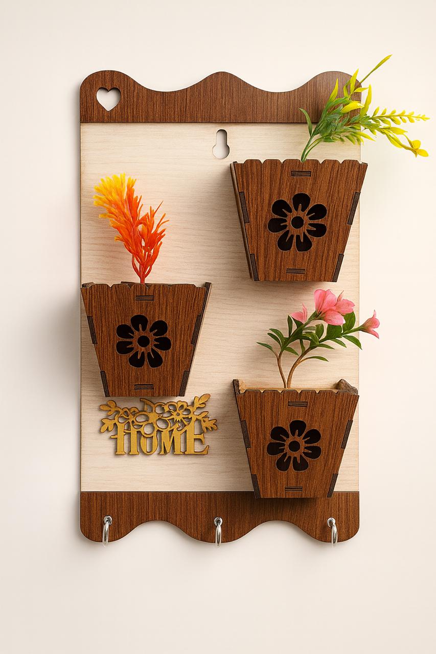 Islamic Wooden Key Holder with Arabic Calligraphy | Kalma Key Rack | Islamic Home Decor Wall Hanging | Unique Eid Gift for Muslims Islamic Wooden Key Holder with Kalma Calligraphy – Black & Gold Wall Hanging Key Organizer with Hooks