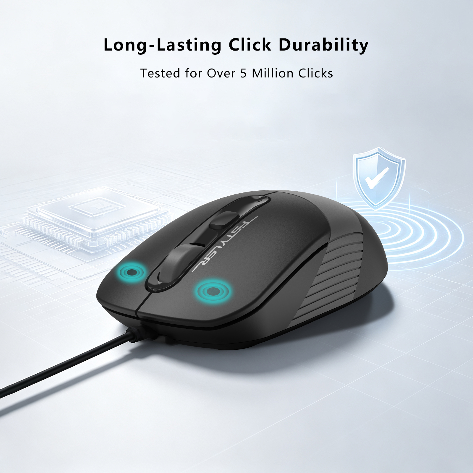 A4Tech FM10S FSTYLER - Silent Click -1600 DPI Optical Mouse - Symmetric Design - Ambidextrous - USB Cable - For PC/Laptop