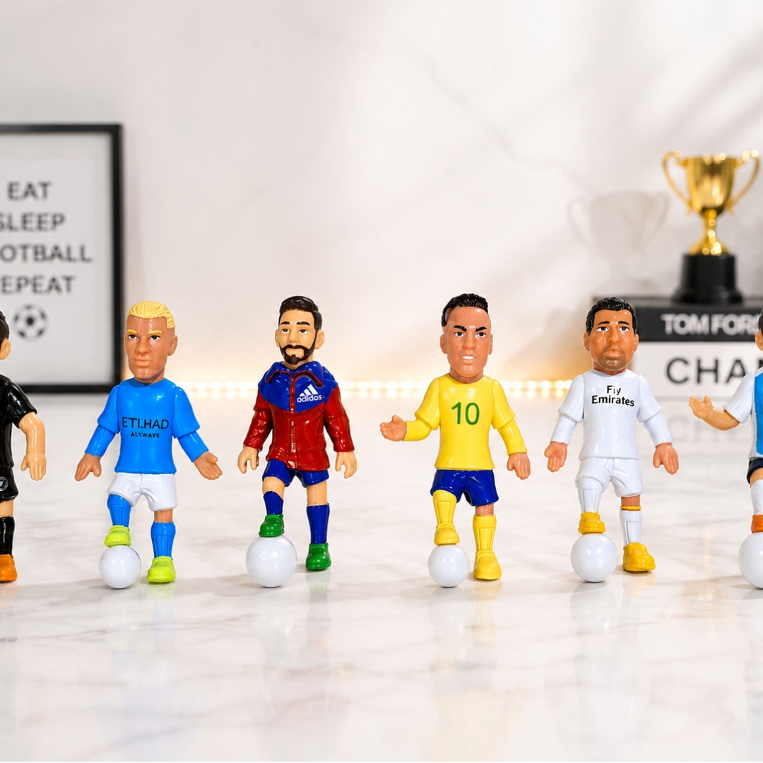Mini 6Pcs Football Player Action Figures Toy Set Mini Soccer Player Dolls with Ball | Kids Collectible Sports Toys