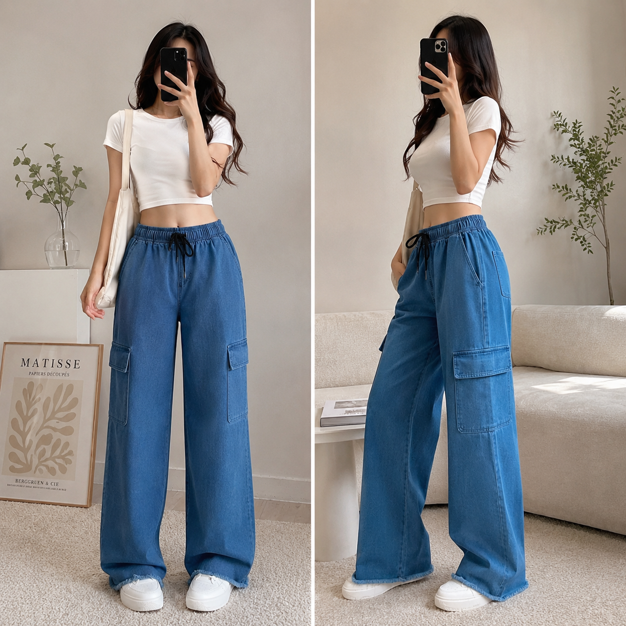 Trendy Baggy Jeans for Girls | Soft Denim |Women High Waist Baggy Jeans – Wide Leg Loose Fit Korean Denim Pants for Girls | Trending Ladies Jeans, Mom Jeans, Straight Fit, Stylish & Comfortable Daily Wear Women Denim | Best Selling Baggy Jeans for Girls