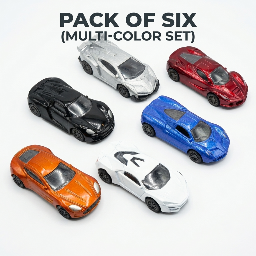 Pack of 6 Sports Car Toys For Kids - Metal Diecast Racing Cars Toys For Boys - Mini Metallic Lamborghini Toys Set & Supercars Collection