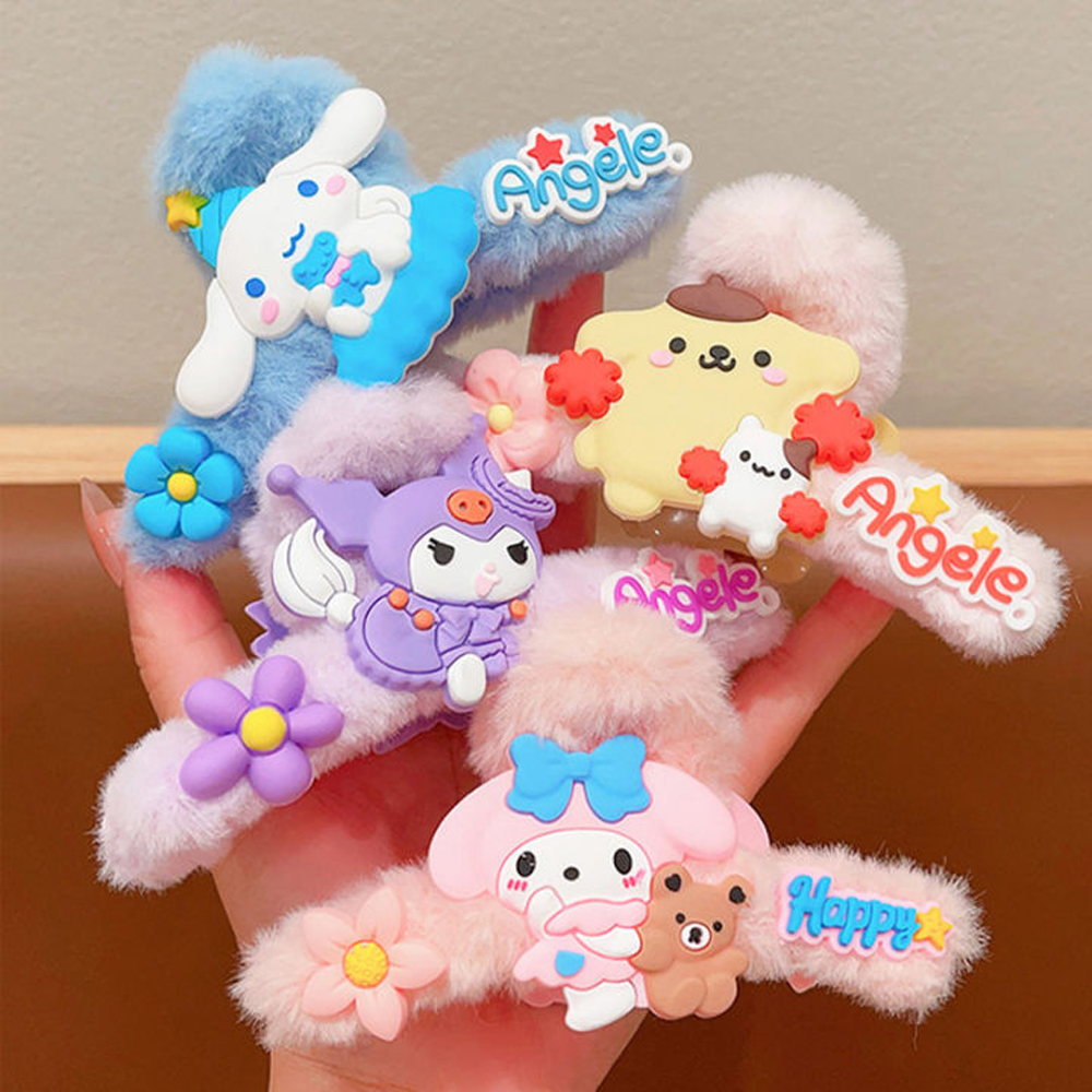 Cute Plush Hair Claw Clip Cartoon Dolls Grabbing Clip Ponytail Claw Clip Elegant Cartoon Character Designs Style Faux Fur Hair Clip cartoon Fluffy Hair catcher for girls Non-slip Hair Claw Cozy Acrylic Hairpin Fur Hair Clip Barrette Crab Headwear