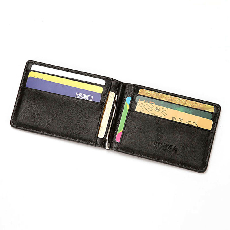RFID Men's Leather Slim Bifold Money Clip Wallet Front Pocket Credit