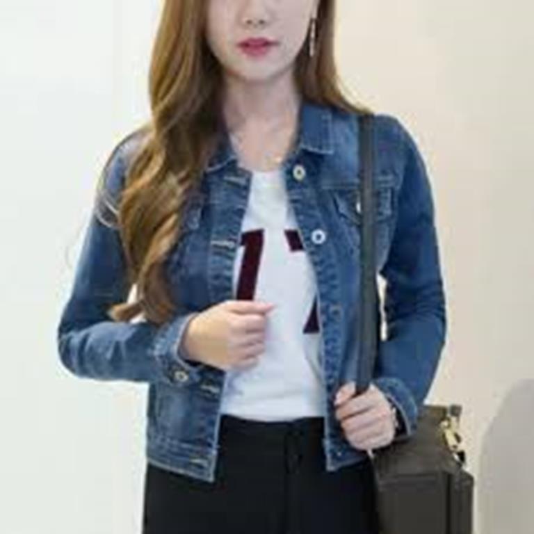 Elegant Dark Navy Denim Jacket for Women and Girls, Single Breasted, Regular Fit