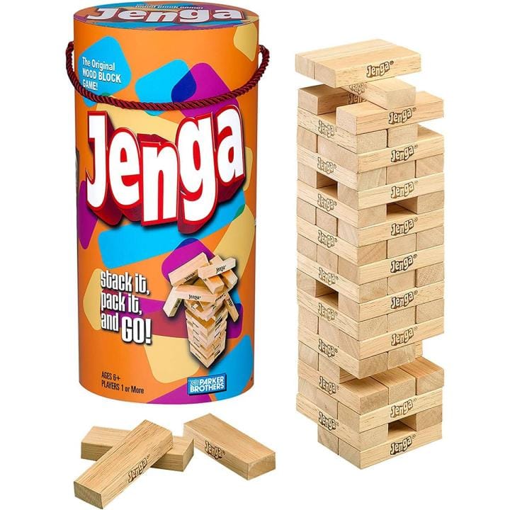 Hasbro Gaming Jenga Tower Wooden Blocks Game - Classic Jenga with Numbers Wood Toy For Kids and Family - Jenga Kids & Adults Wooden Block Game