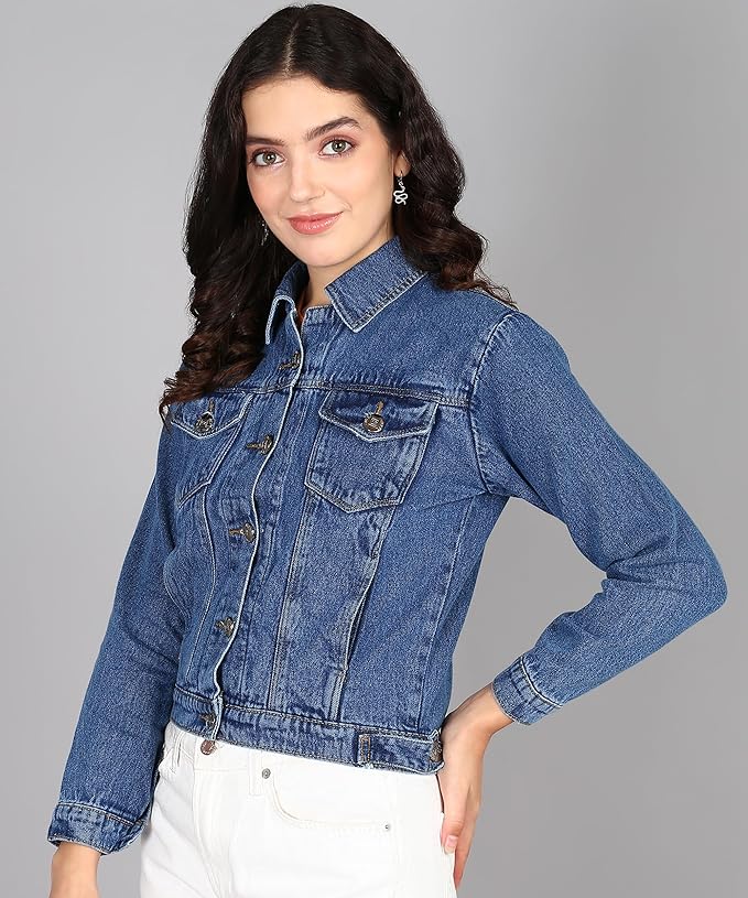 Dark Blue Light Blue black Winter Stylish denim Jeans jacket For women