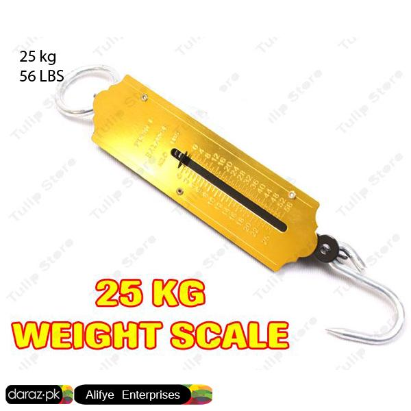 0.5 to 25 Kg - Fish Hook Weight Scale - Medium Weighting Hanging Scale -  Golden