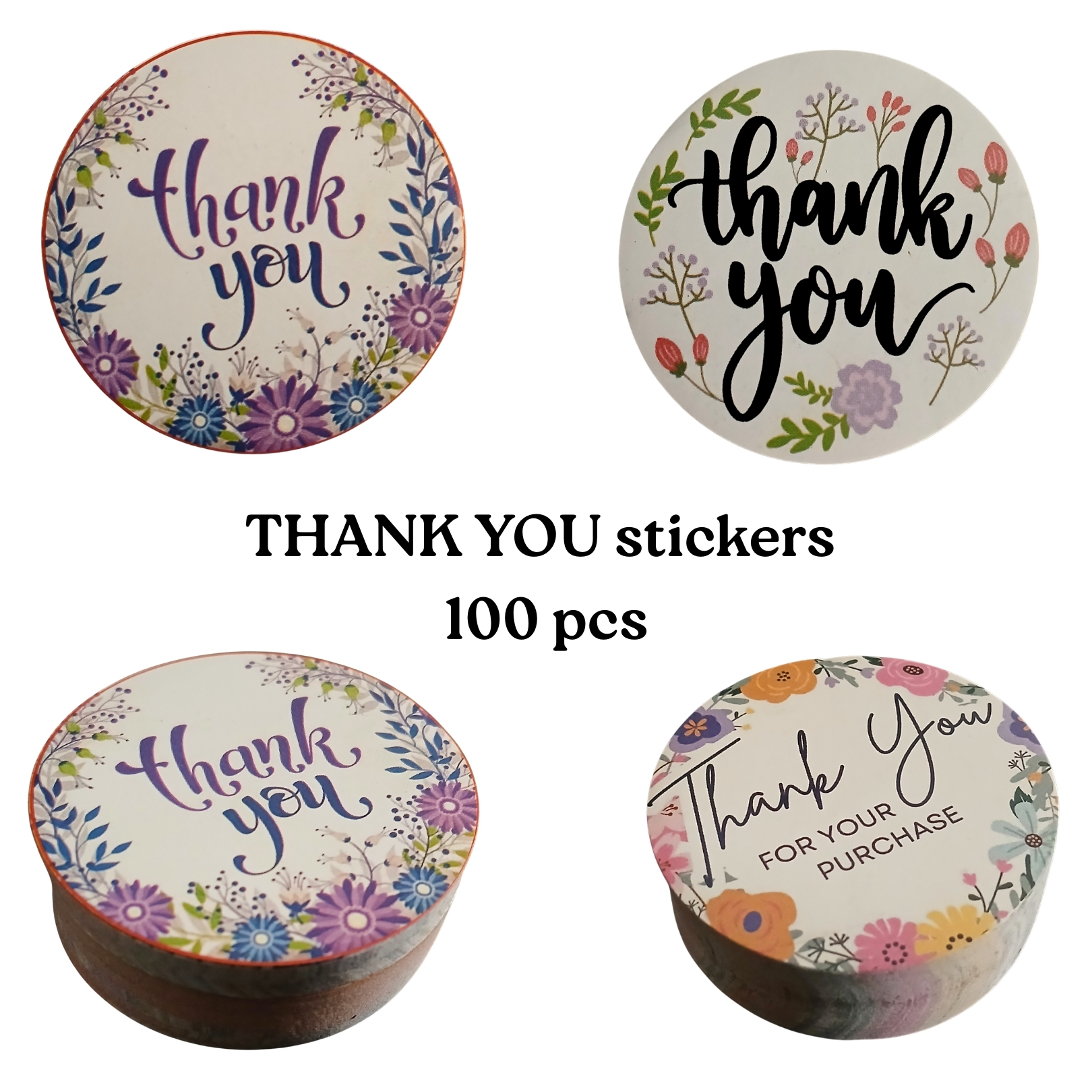 Thank you Sticker | 100 pcs | 2 inch | Random design