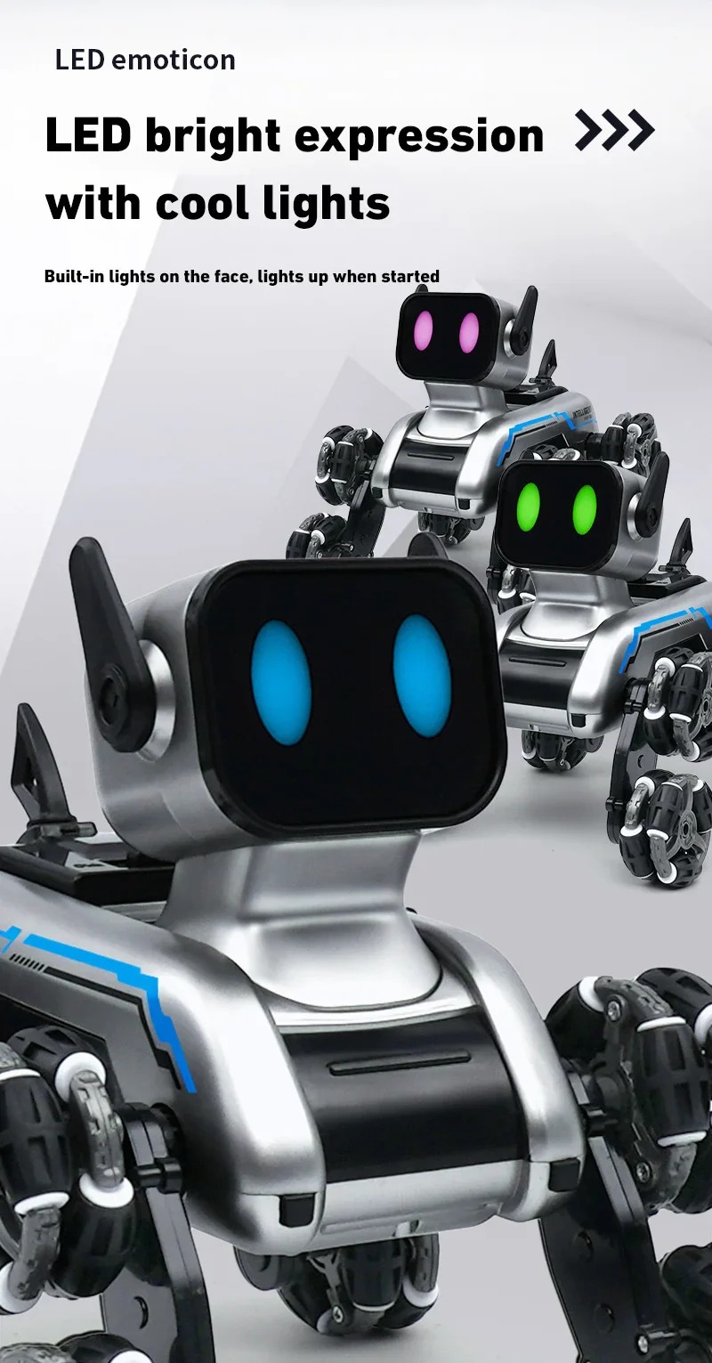 RC Stunt Robot Dog - Rechargeable Remote Control Toy | 360° Flips | Dancing | LED Lights | Best Gift for Kids & Adults (Battery Included)