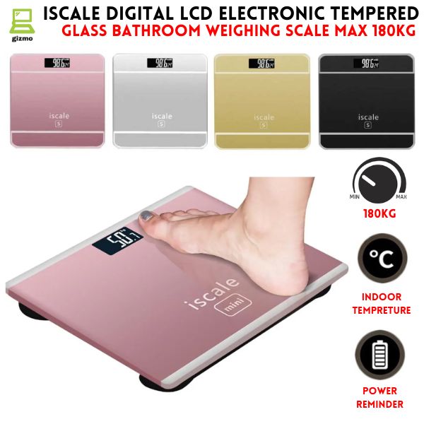 Unique design Household 180 kg Tempered Glass Electronic Digital Body Weight Scale - Bathroom Scale , LCD display weight Machine with free cells .