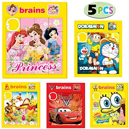 2 Sliding Puzzles 9 pies Beautiful Cartoon figure Puzzles Best Gift for Kids Mental Activity Puzzle Game