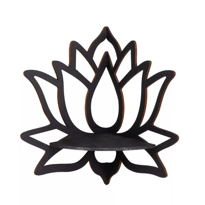 Lotus-Shaped Wooden Wall Shelf, Modern Home Decoration for Plants and Candles