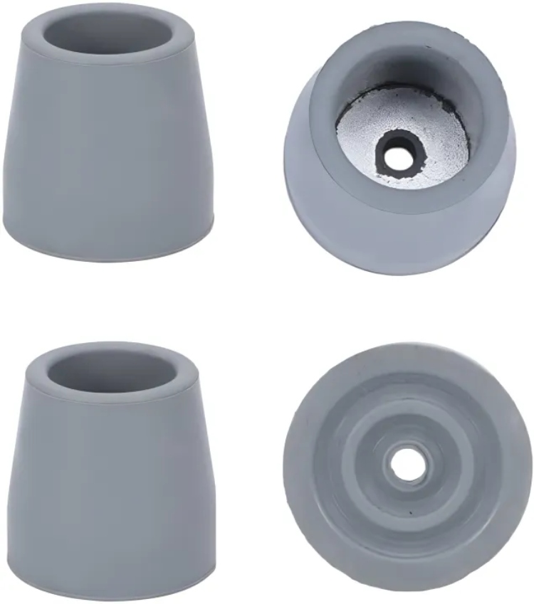 Pack of 4 Rubber Walker Tips 1'' Heavy Duty, (Gray) Replacement Tips for Walkers, Commodes, Shower Chairs, Walking Sticks, Canes Legs, Essential Walker Feet Accessories