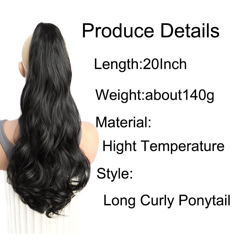 Synthetic Long Curly Ponytail Heat-resistant Claw Clip in Hair Extension Black Brown Golden Hairpiece for Women