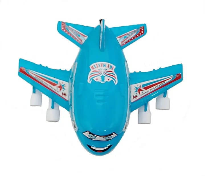 Aeroplane Manual Rope Operated Machine with Lighting Toys for kids Size  20X17cm Plastic Material White and Blue Colour Good Quality Airplane Machine Operated Toys For Indoor And Outdoor Racing Plane Game (Aizal Mall)