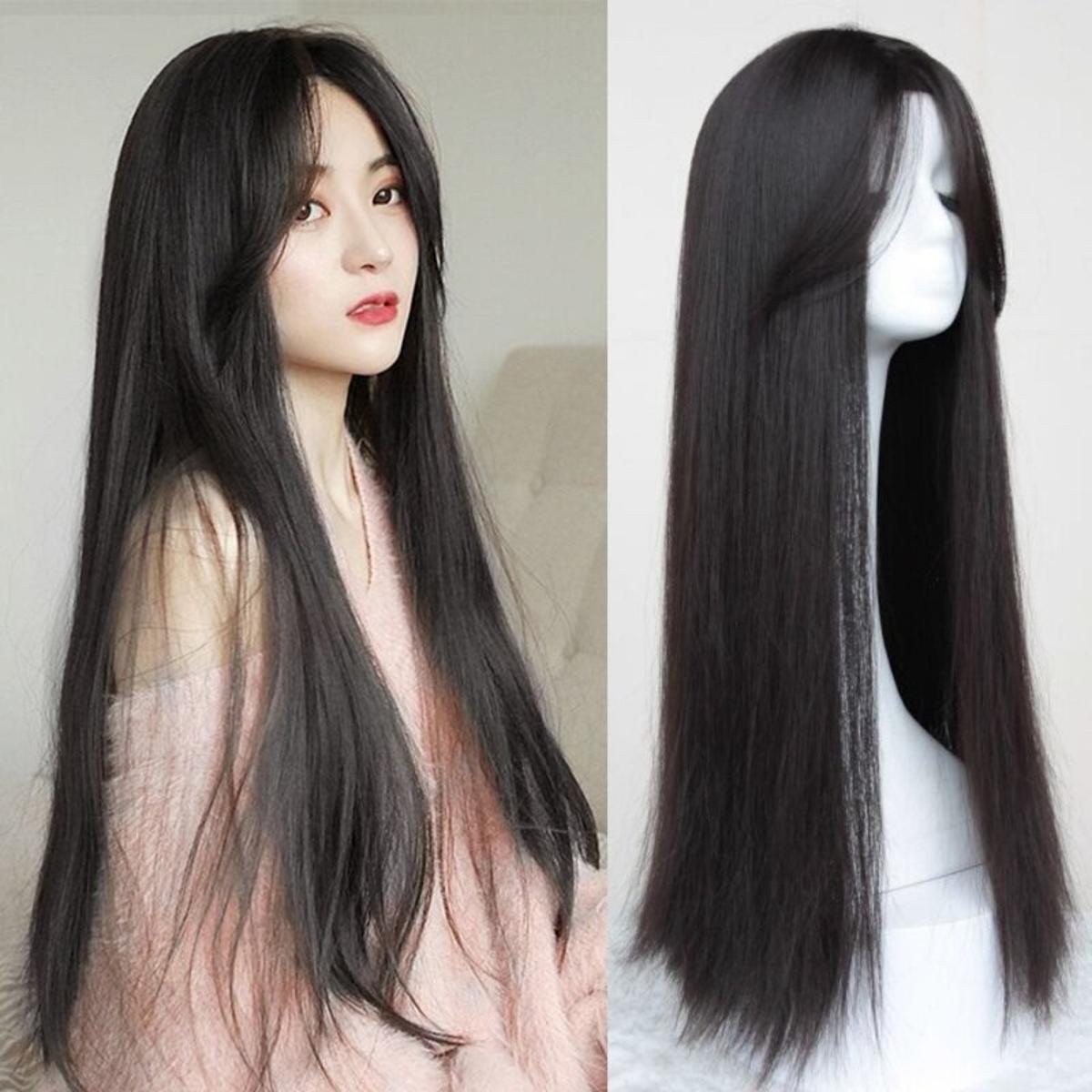 lovely quality full head straight wig for girls n women's matte finish - natural color
