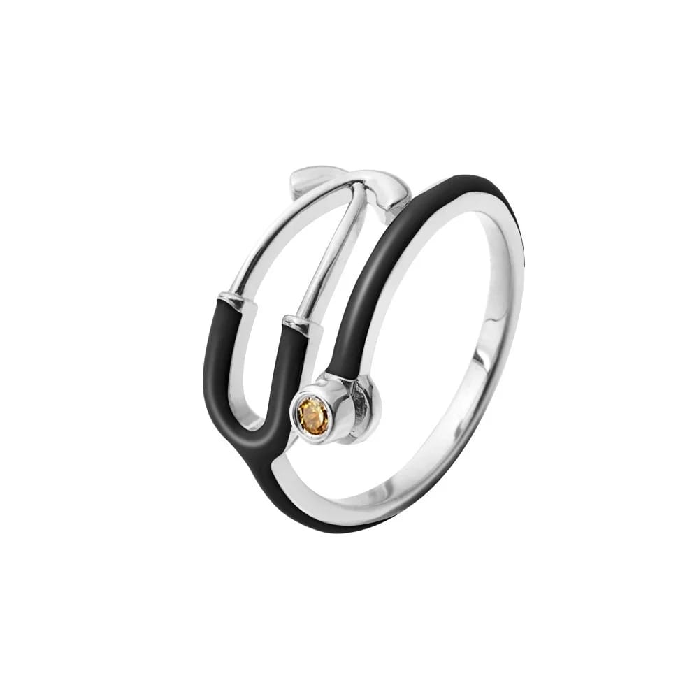Creative & Fashionable Stethoscope Ring for Girls and Women | Personalized Medical Equipment Enamel Ring | Doctor & Nurse Charm Jewelry | Birthstone Medicine Ring | Heartbeat RN Ring for Medical Students | Graduation & Birthday Gift Jewelry
