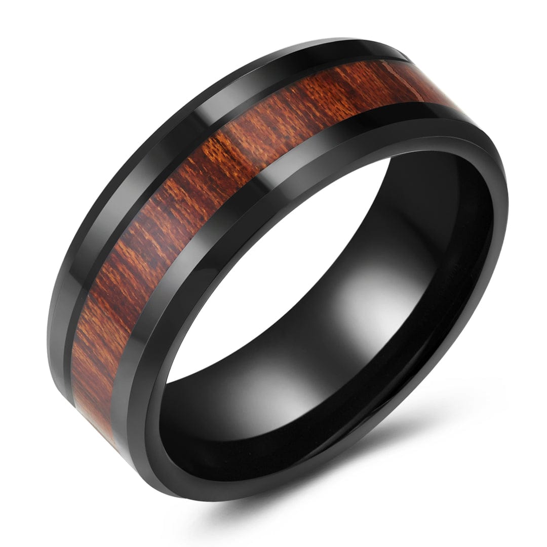 Boy Rings Size 7 Silver Titanium Ring With wooden Shade For Boys/Men | Daraz.pk