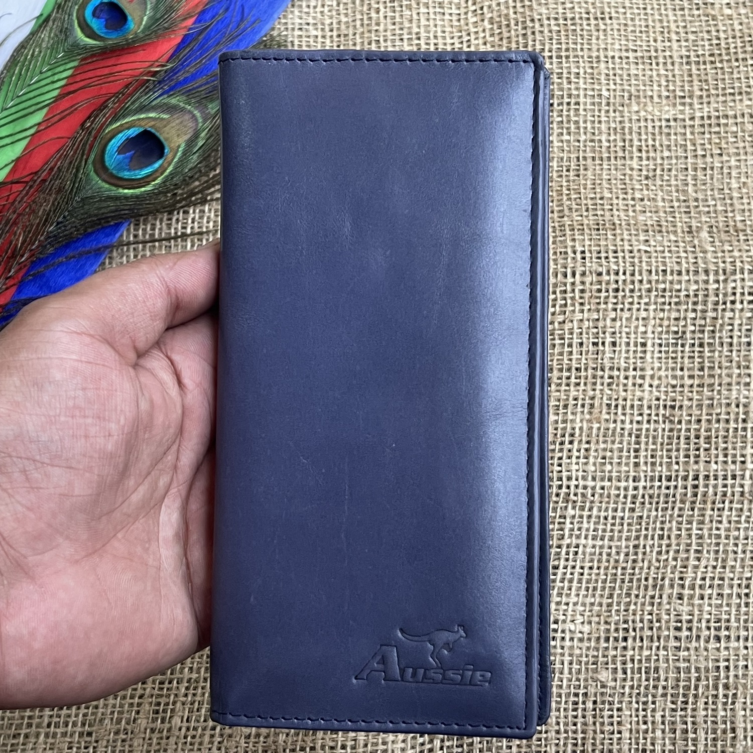 Long Wallet Genuine  Gray Leather for women