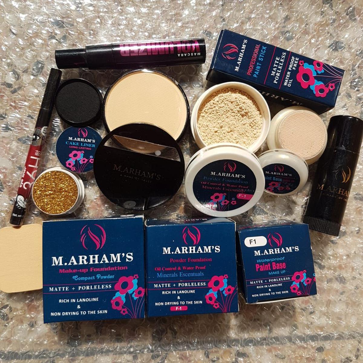 Deal of 8 - Makeup Foundation Stick, Makeup Base, Mascara, Eyeliner, Loss Powder, Pan Cake, Eye Shimmer